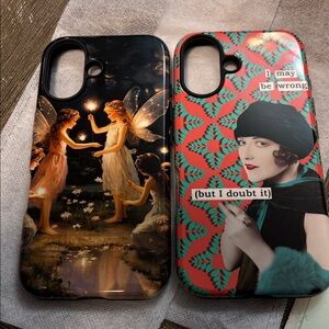 Artistic Fairy and Vintage Style Phone Case Set - Black, Red 2 cases